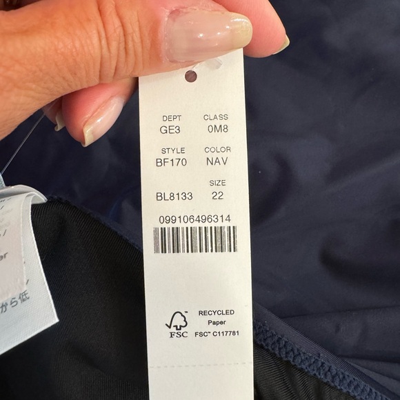 J. Crew NWT Bow One Shoulder One Piece Swimsuit Size 22 Navy Blue - Picture 7 of 13